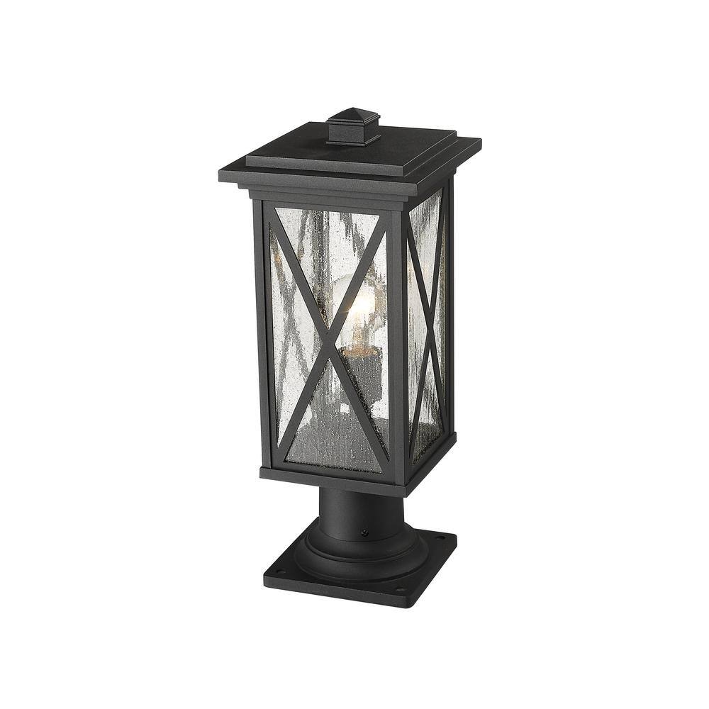 Brookside Black Aluminum and Glass Outdoor Lantern
