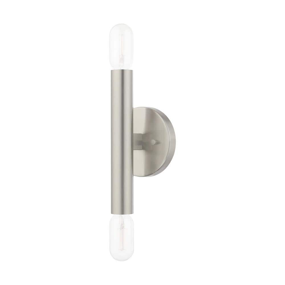Copenhagen Brushed Nickel 2-Light Industrial Wall Sconce