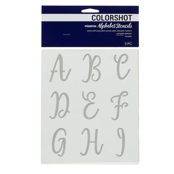 COLORSHOT Upper Case Cursive Alphabet Stencil (Set of 2)