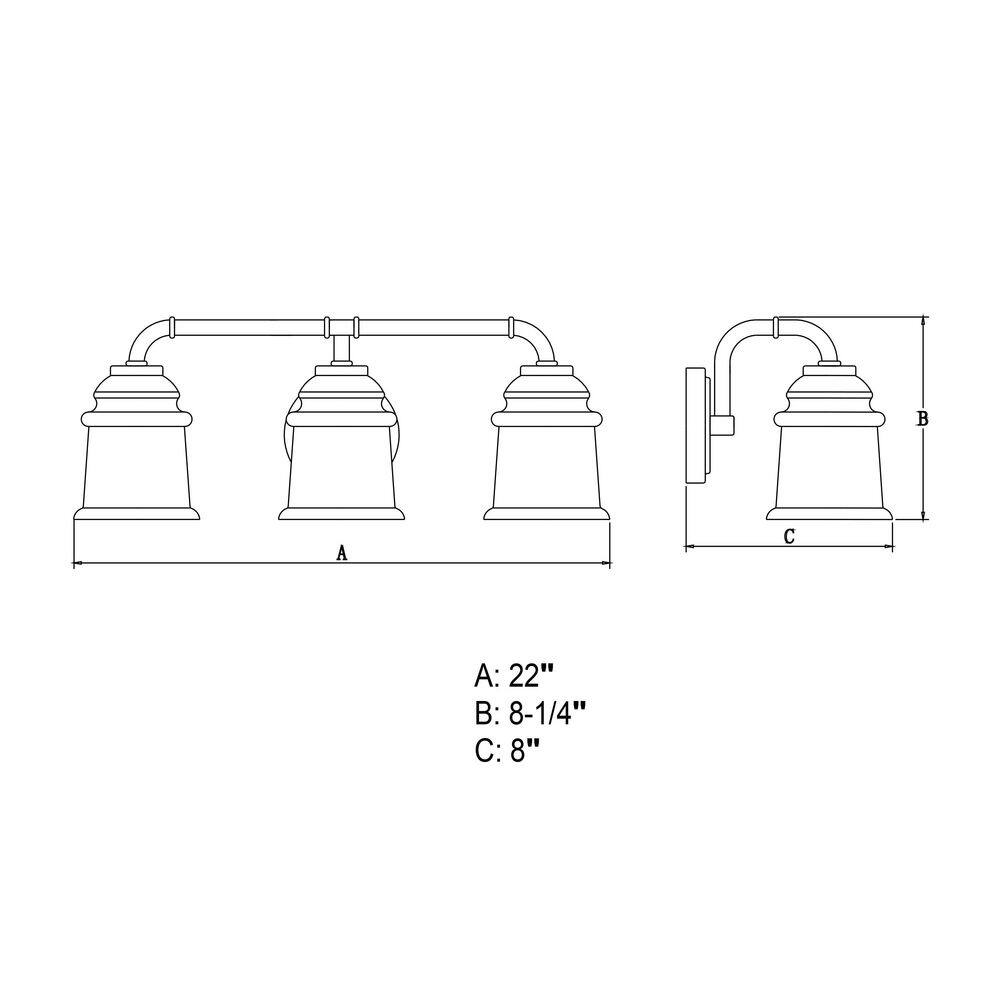 Matte Black Jelly Jar 3-Light Vanity Fixture
