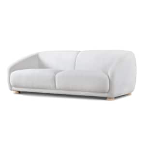 Waxley 87.5 in. Slope Arm Teddy Boucle Polyester Fabric Rectangle Modern Sofa in. White