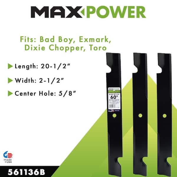MaxPower 3 High Lift Blades for Many 60 in. Cut Exmark