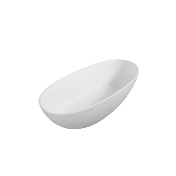 65 in. x 29 in. Freestanding Soaking Bathtub with Center Drain in Matte White