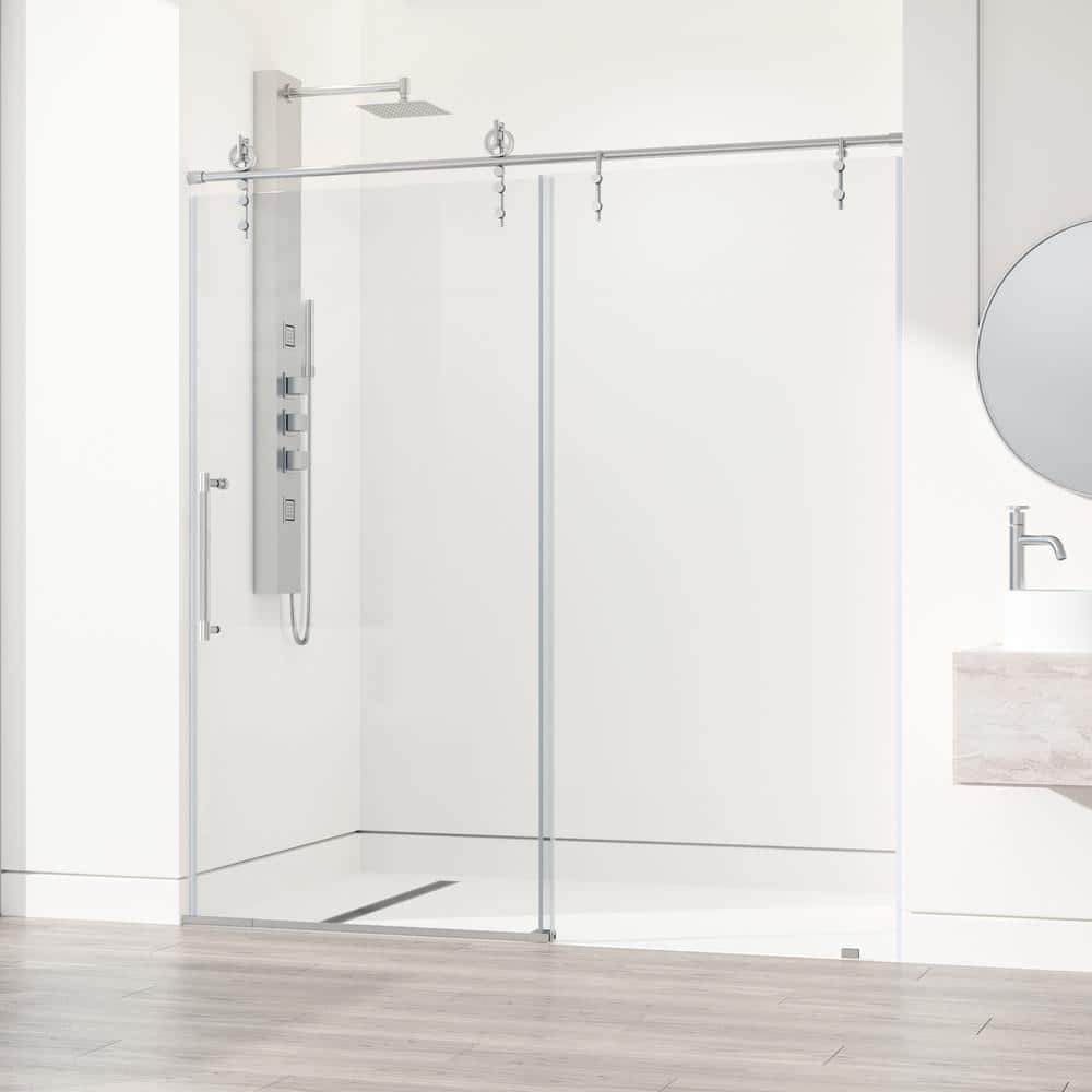 Hamilton 56-60" W x 78" H Sliding Frameless Shower Door with 3/8" Clear Glass