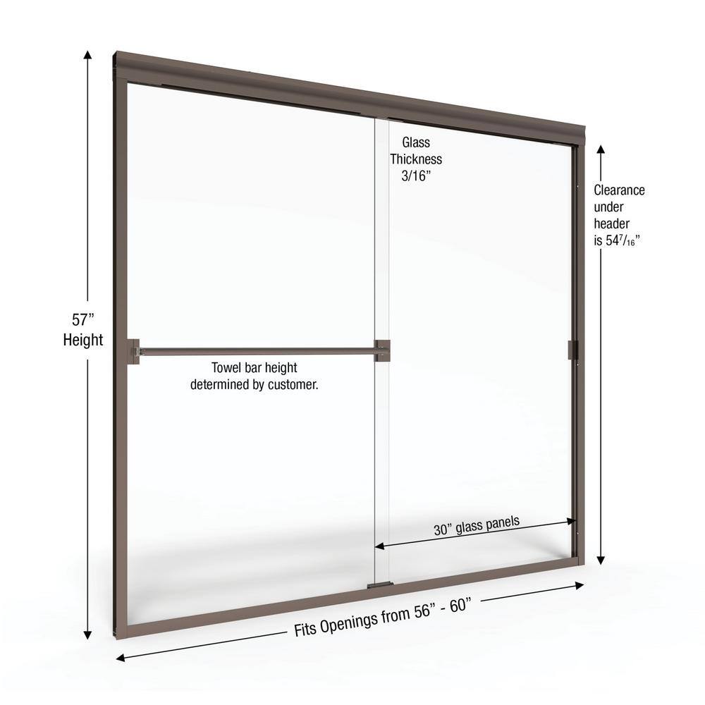 Classic Oil-Rubbed Bronze Semi-Frameless Sliding Tub Door