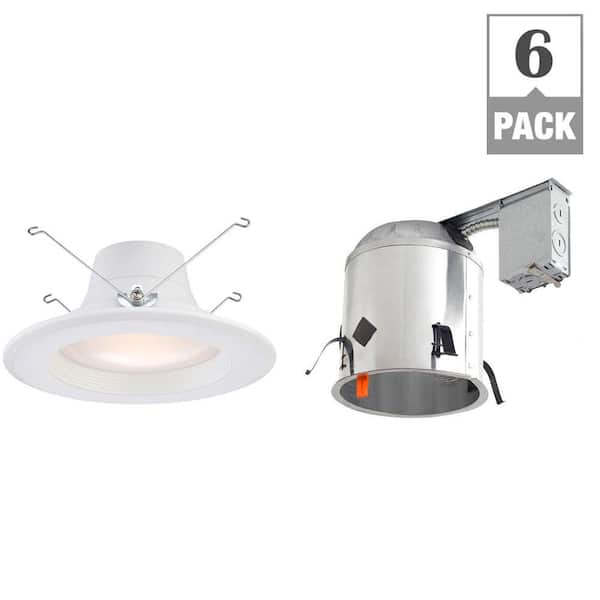 EnviroLite 6 in. 2700K Remodel Recessed Integrated LED Housing with White LED Trim Kit (6-Pack)