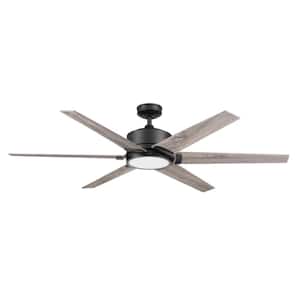 Talbert 62 in. Indoor Matte Black Ceiling Fan Color Changing LED with Remote Control and Dual Finish Blades