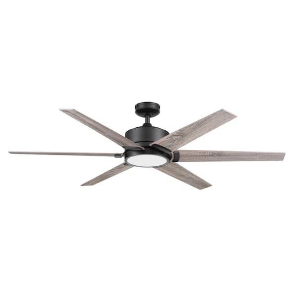 Honeywell Talbert 62" Color Changing LED Matte Black Indoor Ceiling Fan with Remote Control & Dual Finish Blades