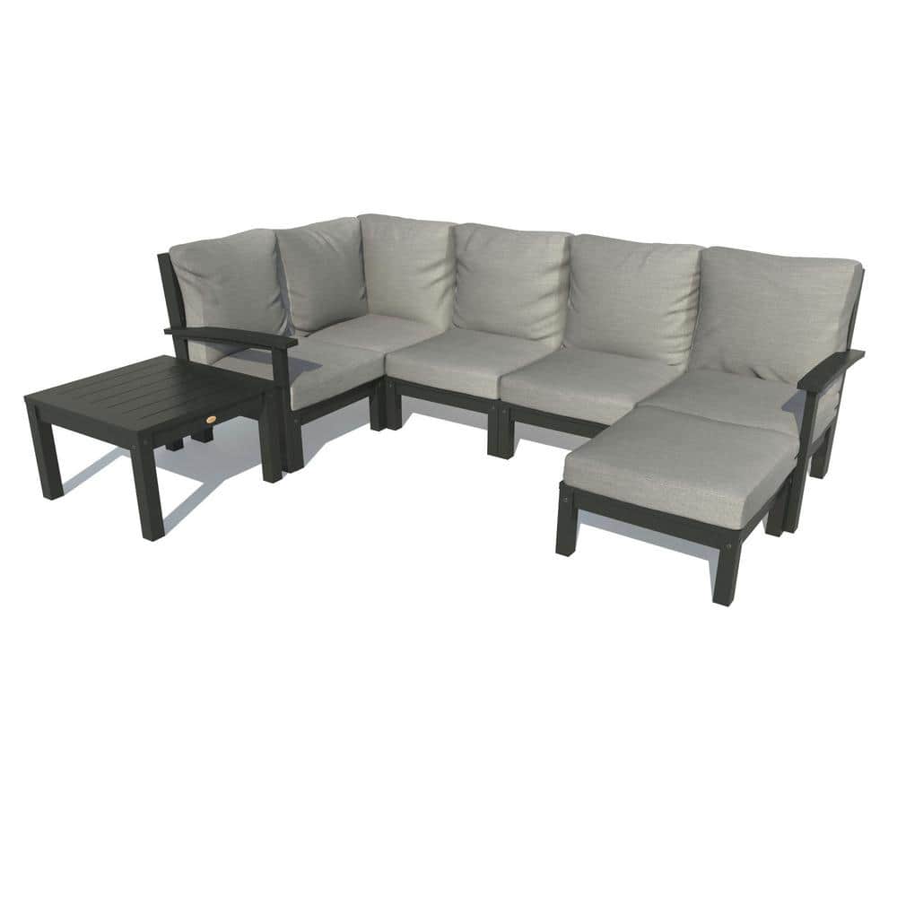 Bespoke Deep Seating 7-Piece Plastic Outdoor Sectional Set with Ottoman and Side Table and with Cushions