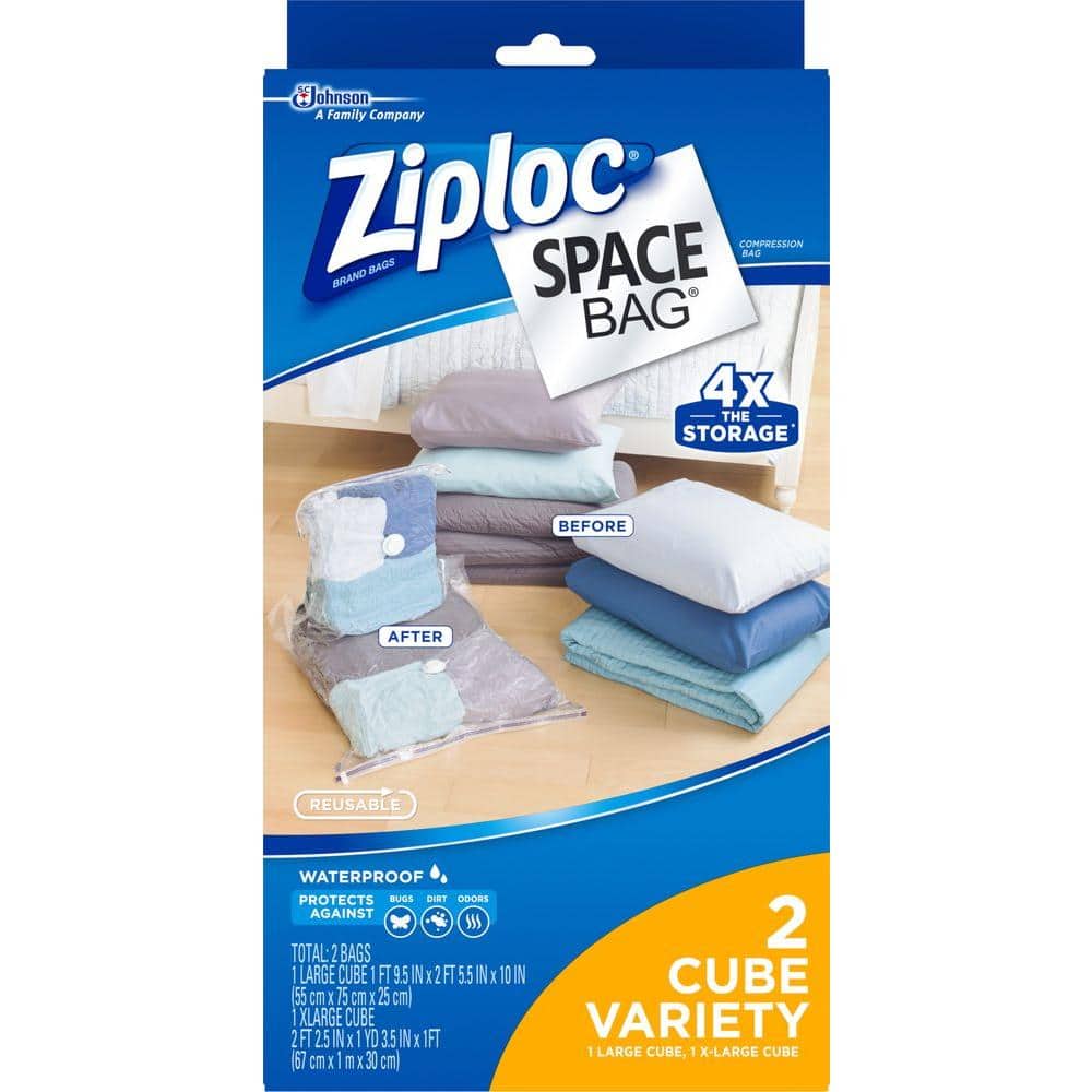  Ziploc Space Bag Clothes Vacuum Sealer Storage Bags for Home  and Closet Organization, Travel, 2 Bags Total : Home & Kitchen