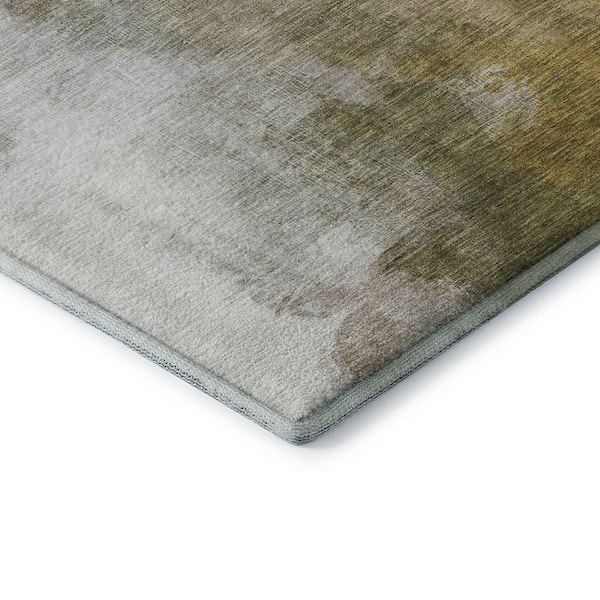 Mayfield Premium Machine Washable Abstract AMF2043 Green 3 ft. x 5 ft. Area Rug