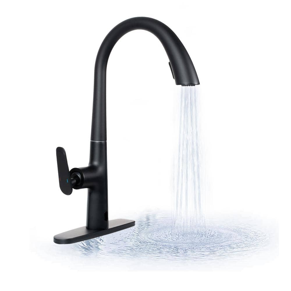 Single Handle Pull Down Sprayer Kitchen Faucet with Bubble Water, Hidden Pull-out Head in Black -  MYCASS, MYCA0101MB