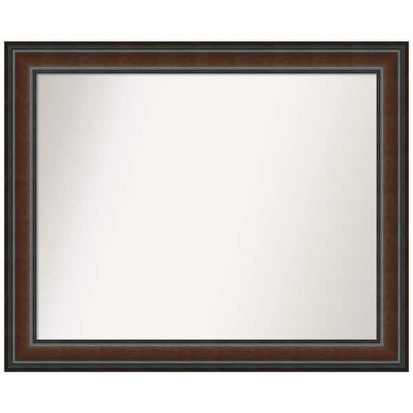 Amanti Art Cyprus Walnut 32.75 in. x 26.75 in. Non-Beveled Classic Rectangle Wood Framed Wall Mirror in Cherry