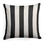 Tuxedo Stripe Black Square Outdoor Throw Pillow