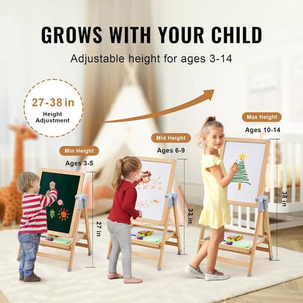 Art Easel For Kids, 360°Rotating Adjustable Toddler Easel, Double Sided