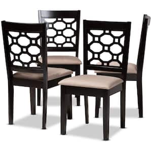 Peter Sand and Dark Brown Fabric Dining Chair (Set of 4)