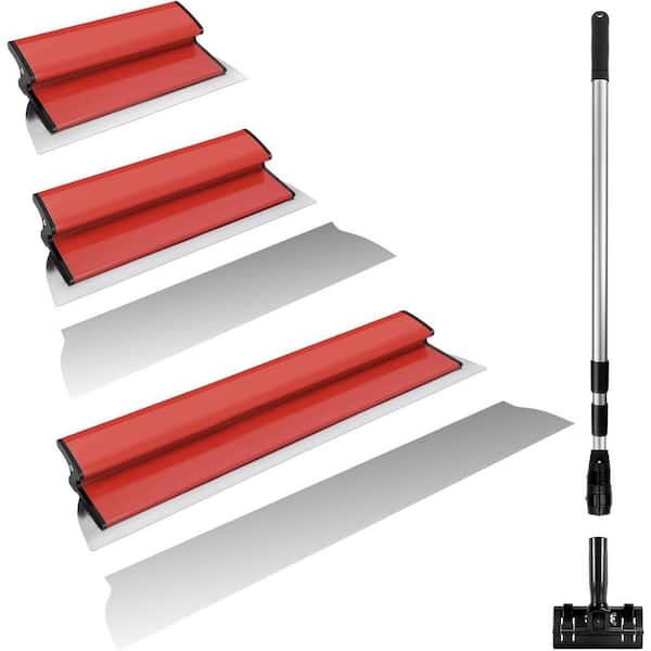 KIWDZFU 10 Plus 16 Plus 24 Stainless Steel Drywall Skimming Blade Set with 33-77 Extension Handle Pole for Large Area Smoothing