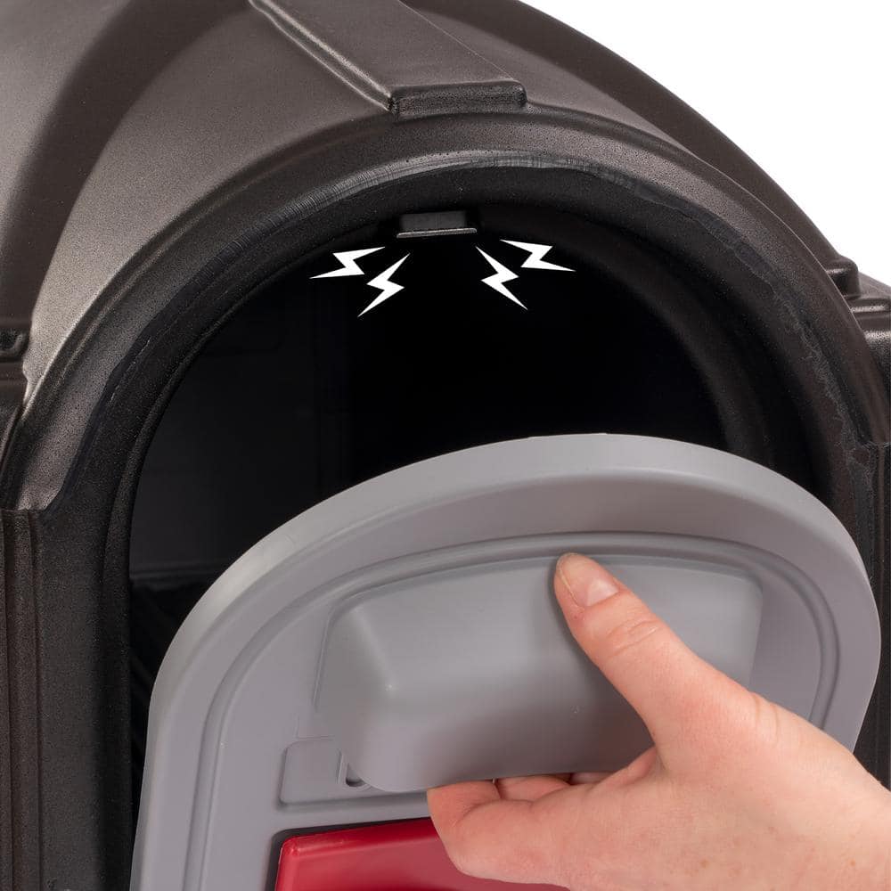 Classic Black Plastic Post Mounted Mailbox with Dual Access Doors