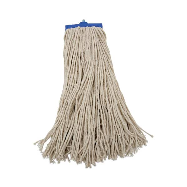 Mop Head, Economical Lie-Flat Head, Cotton Fiber, 32oz, White, 12/Carton