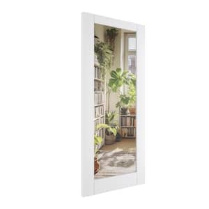 32 in. x 80 in. 1-Lite Mirrored Glass Interior Door Panels MDF White Wardrobe Door Slab Prefinished