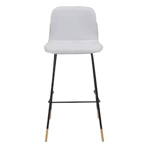 29.9 in. Light Gray Low Back Metal Bar Chair with Upholstery Seat