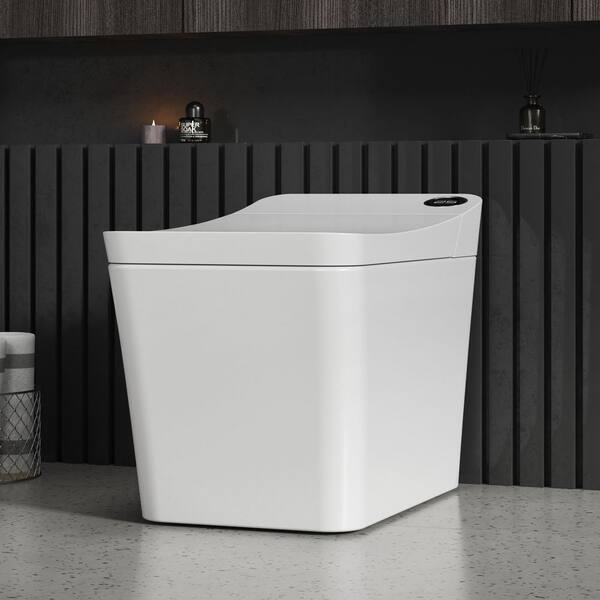 H-D Elongated Smart Bidet Toilet 1.34 GPF in White with Auto Open/Close, Auto Flush and Heated Seat