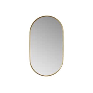 Miajadas 20 in. W x 36 in. H Metal Framed Oval Bathroom Vanity Mirror in Gold