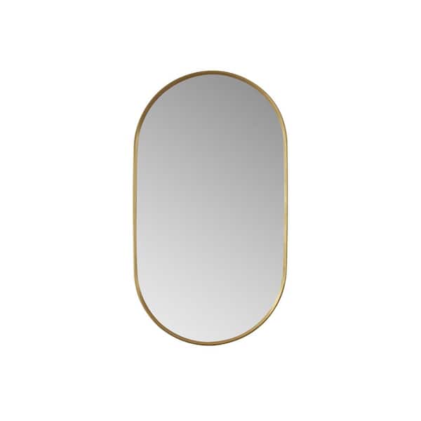 ROSWELL Miajadas 20 in. W x 36 in. H Metal Framed Oval Bathroom Vanity Mirror in Gold