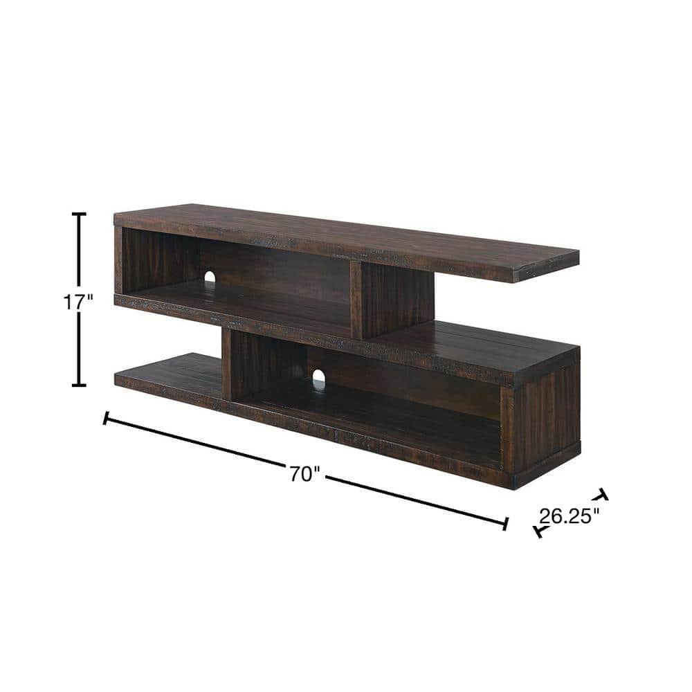 Lexington Contemporary Rustic 70" Dark Mocha Solid Pine TV Stand