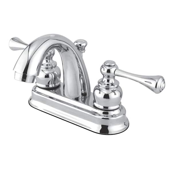 Kingston Brass Vintage 4 in. Centerset 2-Handle Bathroom Faucet with Plastic Pop-Up in Polished Chrome