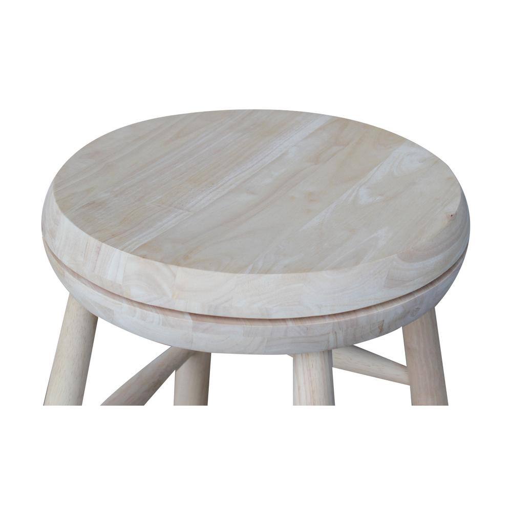 24-Inch Unfinished Swivel Solid Wood Counter Stool