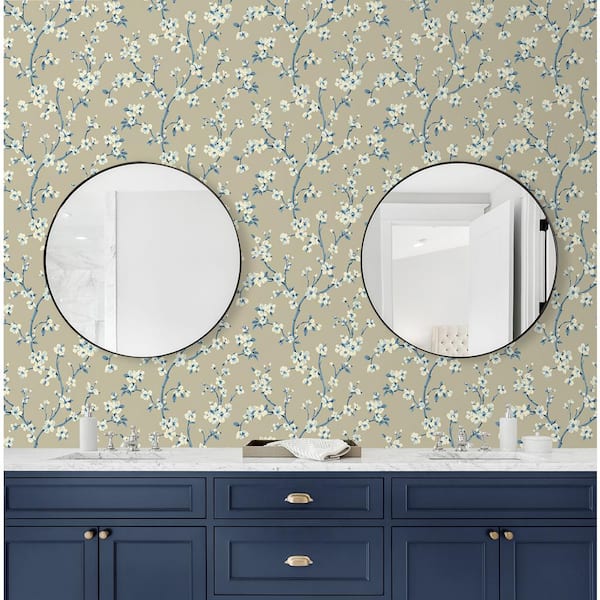 Sakura Delft Floral Blossom Vinyl Peel and Stick Wallpaper Roll (Covers 30.75 sq. ft.)