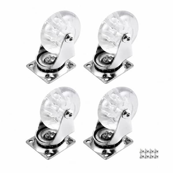 4-Pack Gel Series 2 in. Clear Polyurethane Swivel Plate Caster Wheels for Furniture with 500 lb. Load Rating