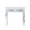 Unbranded Silver Vanity Makeup Table with Crystal Diamond Mirror 2-Drawer Vanity Desk Women 31.5 in. H x 31.5 in. W x 15.7 in. D SNMX074