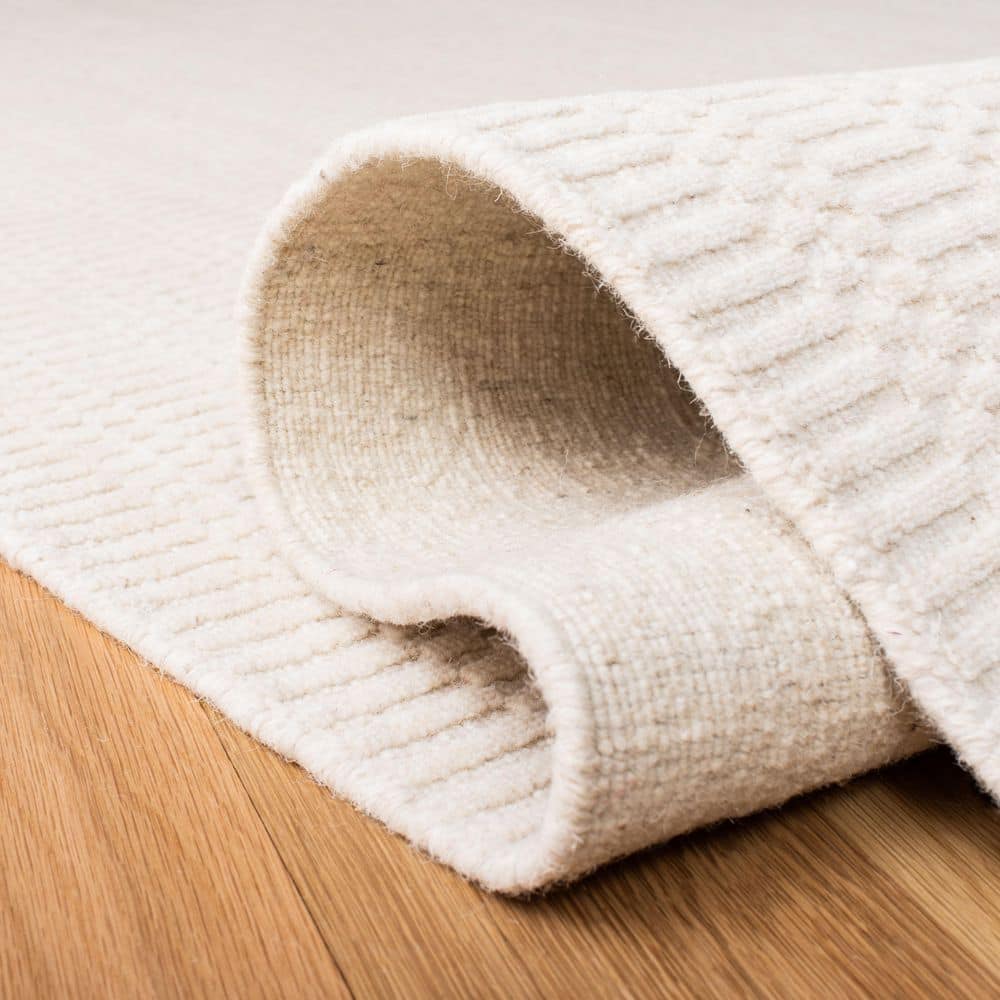 Beige Hand-Knotted Wool Rectangular 8' x 10' Area Rug