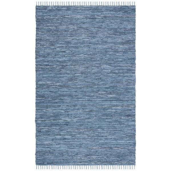 Vintage Leather 4 ft. x 6 ft. Blue/Gray Solid Marle Area Rug