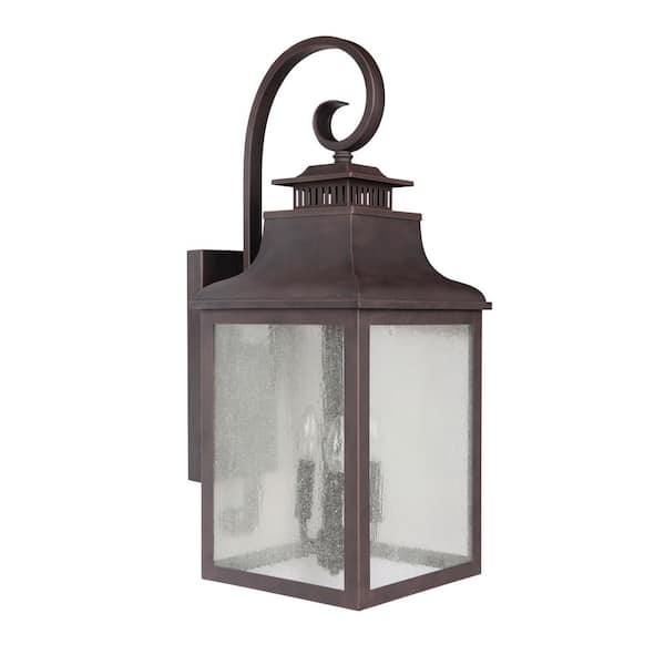 Unbranded Morgan 3-Light Rustic Bronze Outdoor Wall Lantern Sconce