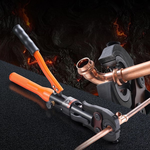 Hydraulic Copper Pipe Crimping Tool, 1/2 in., 3/4 in., 1 in. Jaws, for Tube Fittings and Tight Spaces