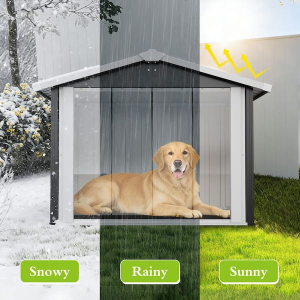 Clihome 39.7 x 35.8 x 33.3 in Metal Accessory Kit 2-in-1 Dog House