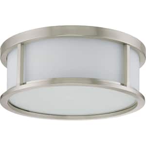 3-Light Brushed Nickel Flush Dome with Satin White Glass