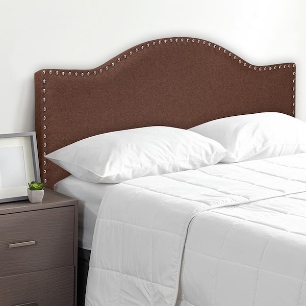 HOMESTOCK Espresso Headboards for Full Size Bed, Upholstered Nail Head Bed Brown Headboard, Height Adjustable Full Headboard