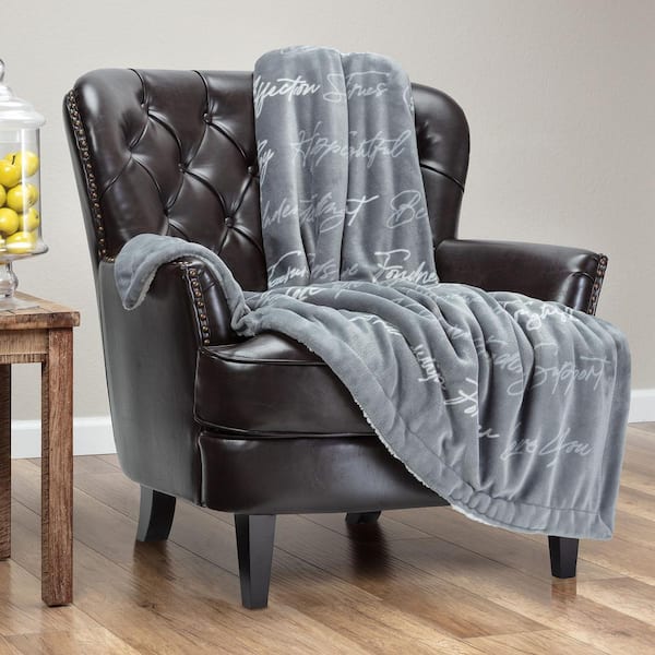 CHANASYA Best Friends Forever Gray BFF Polyester Gift Throw Blanket, 50 in. x 65 in.