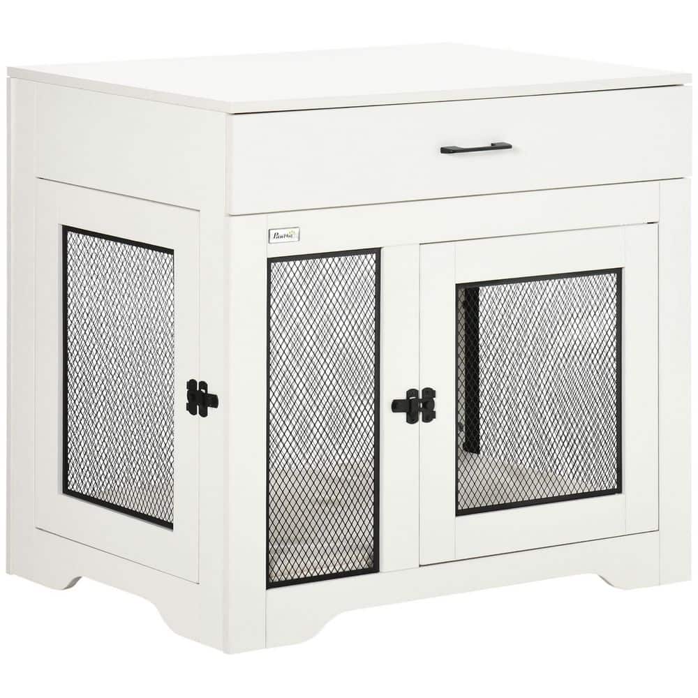 White Steel Dog Crate Furniture Dog Kennel Doghouse Accent Storage Cabinet with Drawers and 2-Doors price history on PriceWatchPro