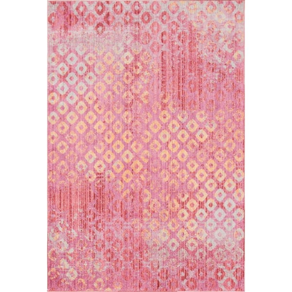 Unique Loom Pink 5 ft. 3 in. x 7 ft. 9 in. Rainbow Area Rug