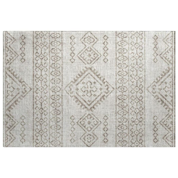 Dream Shag Premium Machine Washable Abstract ADS120 Taupe 3 ft. x 4 ft. Area Rug