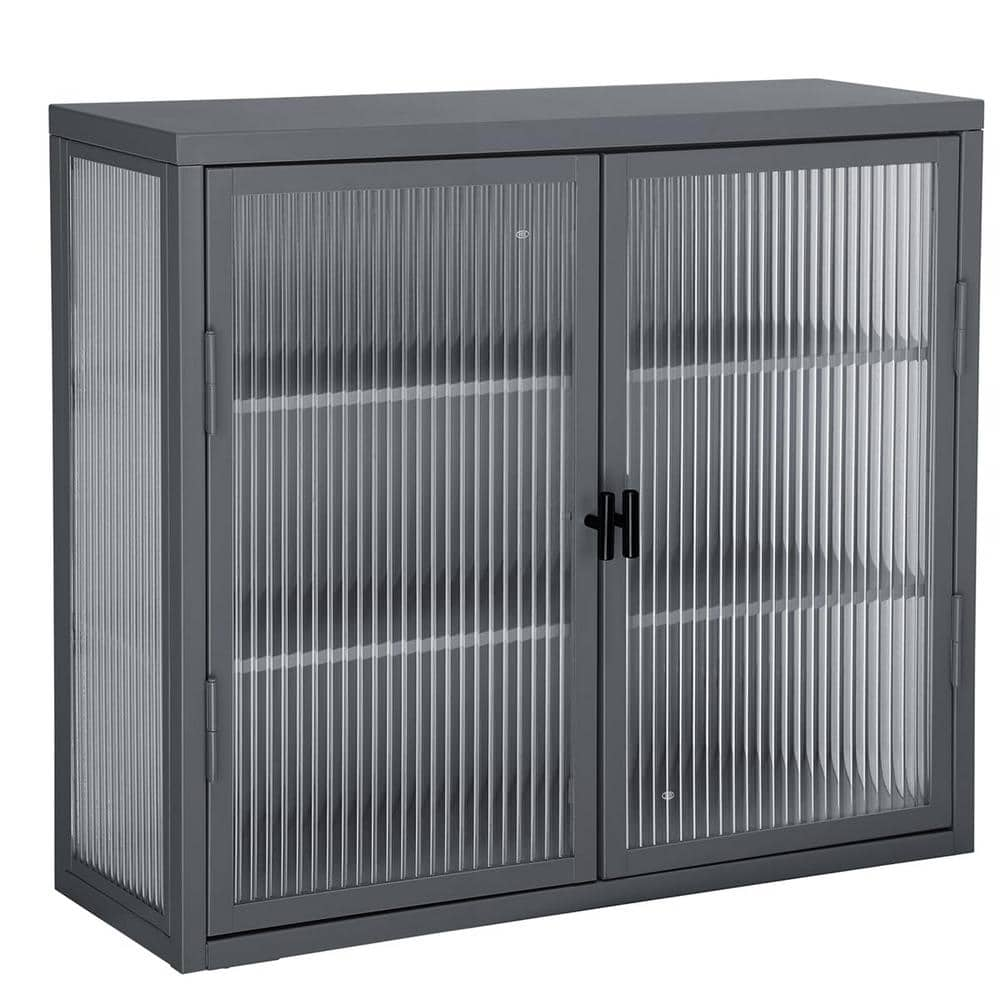 27.6 in. W x 23.6 in. H Rectangular Gray Surface Mount Medicine Cabinet ...