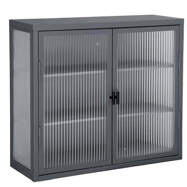 Unbranded 27.6 in. W x 23.6 in. H Rectangular Gray Surface Mount Medicine Cabinet without Mirror
