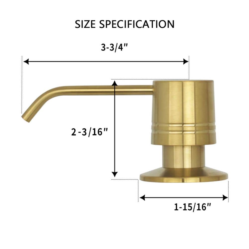 Brushed Gold Built-in Soap Dispenser with 17 oz Bottle