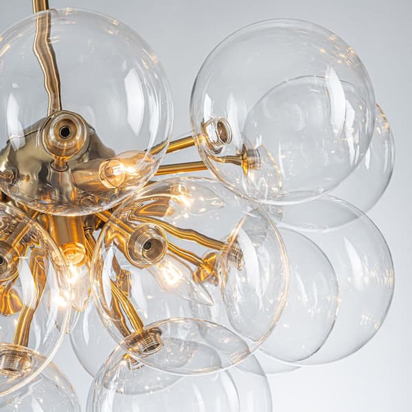 TinHon 25 in. 8-Light Gold Bubble Glass Chandelier, Modern Sputnik