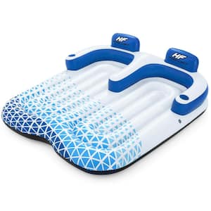 Hydro-Force Multicolor PVC 72" Double 2 Person Inflatable Lounge Pool Float